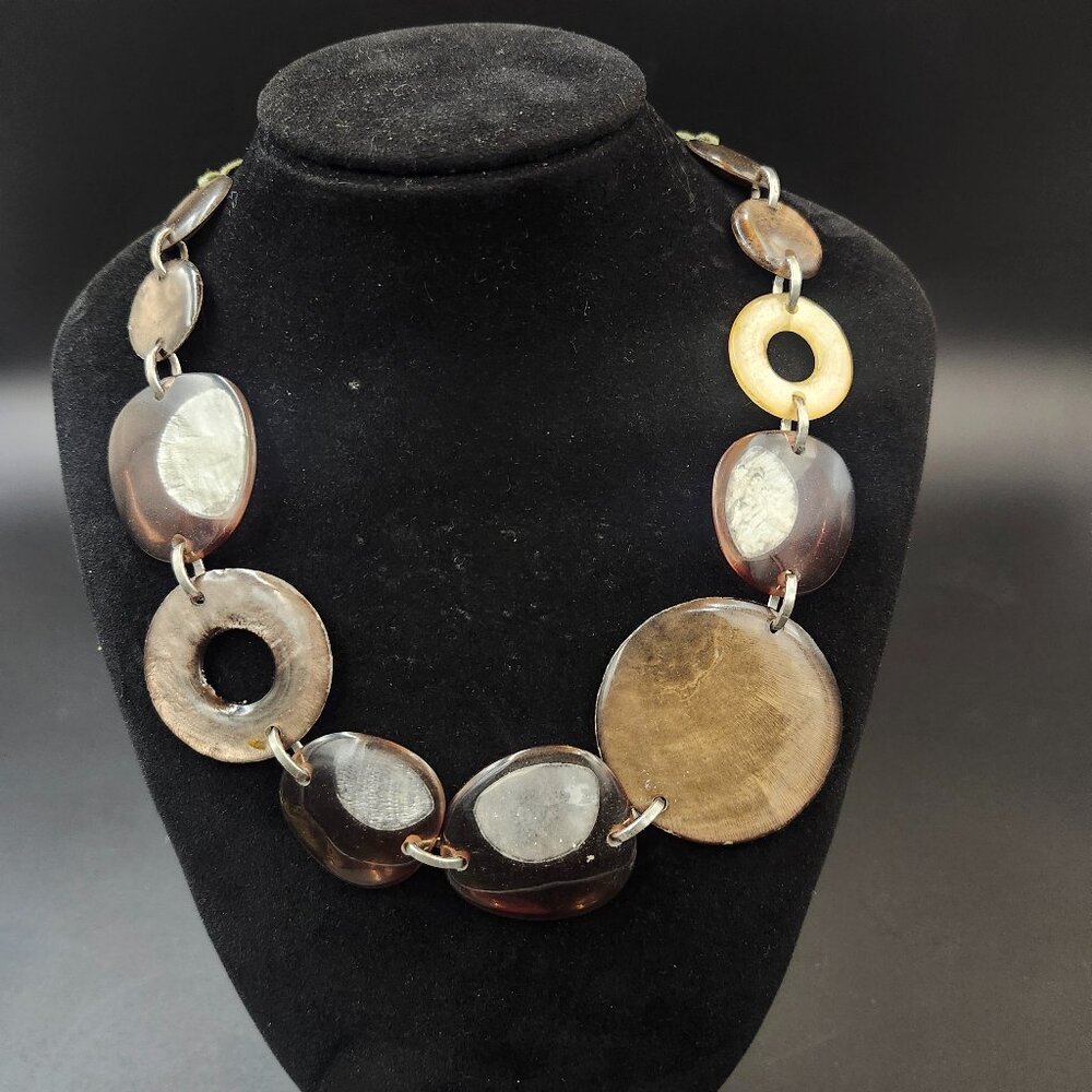 Caracol Mother of Pearl/Dichroic Look Statement Necklace